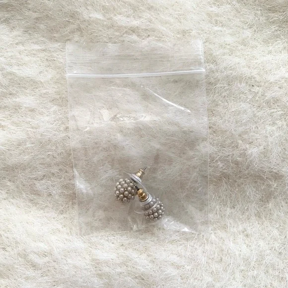 Anthropologie Pearl Pave Stud Ball Earrings - Picture 5 of 5